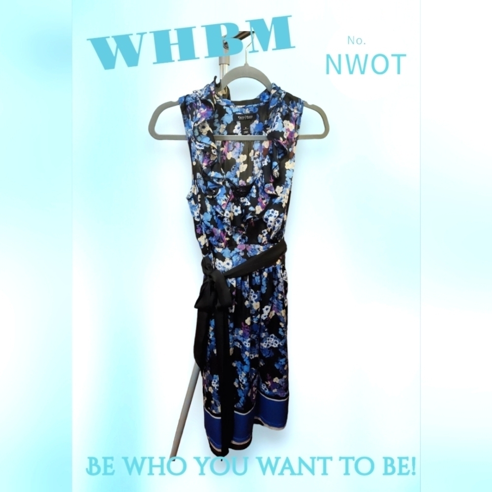 WHBM Blue, Black & White Dress NWOT, 6